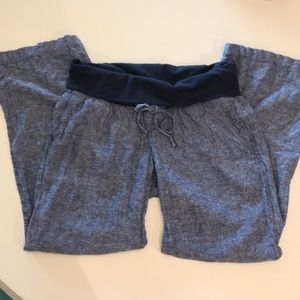 Maternity Rollover-Waist Linen-Blend Pants